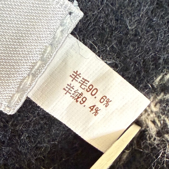 SUSU Wool Cashmere Reversible Scarf - Grid & Pinstripe - Black Purple Cream - Picture 8 of 10